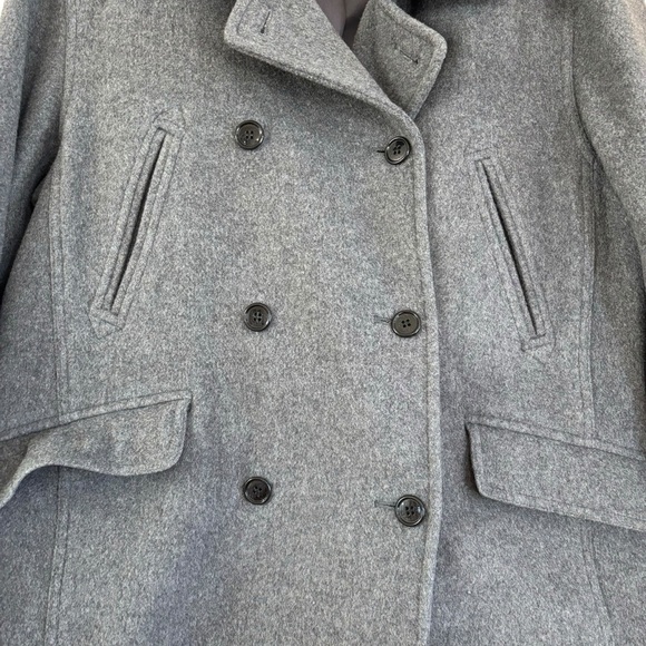J. Crew Wool Cashmere Blend Gray Pea Coat Women’s L Classic Preppy Coastal Luxe - Picture 15 of 16